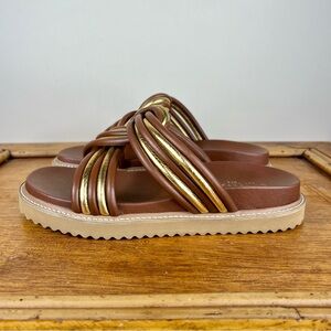 Cecelia New York Women’s Marty Sandals Brown Gold Size 10